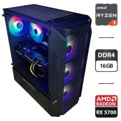 Игровой ПК DarkFlash DK352 Black Plus Tower / AMD Ryzen 5 3600 (6 (12) ядер по 3.6 - 4.2 GHz) / 16 GB DDR4 / 500 GB SSD M.2 / AMD Radeon RX 5700, 8 GB GDDR6, 256-bit / 600W
