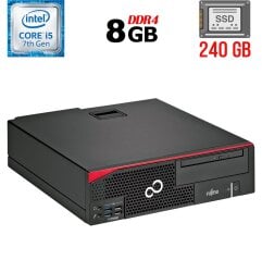 Компьютер Б-класс Fujitsu Esprimo D556 2 E85+ SFF / Intel Core i5-7500 (4 ядра по 3.4 - 3.8 GHz) / 8 GB DDR4 / 240 GB SSD / Intel HD Graphics 630 / 280W / DVD-ROM / DisplayPort