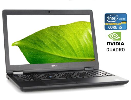 Мобільна робоча станція Dell Precision 3520 / 15.6" (1366x768) TN / Intel Core i5-6440HQ (4 ядра по 2.6 - 3.5 GHz) / 8 GB DDR4 / 256 GB SSD M.2 / nVidia Quadro M620, 2 GB GDDR5, 128-bit / WebCam