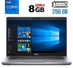 Ультрабук Б-клас Dell Latitude 5411 / 14" (1920x1080) IPS / Intel Core i7-10850H (6 (12) ядра по 2.7 - 5.1 GHz) / 8 GB DDR4 / 256 GB SSD M.2 / Intel UHD Graphics / WebCam / HDMI / Windows 10 ліцензія