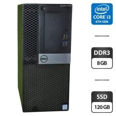 Комп'ютер Dell OptiPlex 5040 Tower / Intel Core i3-6100 (2 (4) ядра по 3.7 GHz) / 8 GB DDR3 / 120 GB SSD / Intel HD Graphics 530