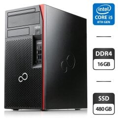 Компьютер Fujitsu Esprimo P758 E85 Tower / Intel Core i5-8400 (6 ядер по 2.8 - 4.0 GHz) / 16 GB DDR4 / 480 GB SSD / Intel UHD Graphics 630