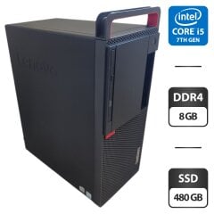 Компьютер Lenovo ThinkCentre M910T Tower / Intel Core i5-7500 (4 ядра по 3.4 - 3.8 GHz) / 8 GB DDR4 / 480 GB SSD / Intel HD Graphics 630 / Wi-Fi / DVD-ROM