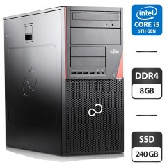 Компьютер Fujitsu Esprimo P756 E90 Tower / Intel Core i5-6400 (4 ядра по 2.7 - 3.3 GHz) / 8 GB DDR4 / 120 GB SSD + 120 GB SSD / Intel HD Graphics 530 / DVD-ROM / Windows 11 Pro