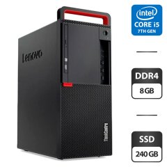 Компьютер Lenovo ThinkCentre M910T Tower / Intel Core i5-7500 (4 ядра по 3.4 - 3.8 GHz) / 8 GB DDR4 / 240 GB SSD / Intel HD Graphics 630 / DVD-ROM / Windows 11 Pro