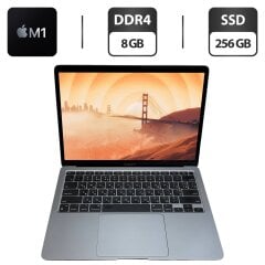 Ноутбук Apple MacBook Air 13 2020 Space Grey / 13.3" (2560x1600) IPS / Apple M1 (8 (4) ядер по 2.06 - 3.2 GHz) / 8 GB DDR4 / 256 GB SSD / Apple M1 8-Core GPU / WebCam / MacOS