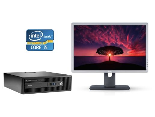 Комплект ПК: HP ProDesk 600 G1 SFF / Intel Core i5-4670 (4 ядра по 3.4 - 3.8 GHz) / 8 GB DDR3 / 120 GB SSD / Intel HD Graphics 4600 / DVD-RW + Монітор Dell Professional P2213t / 22" (1680x1050) TN / 1x DP, 1x DVI, 1x VGA, 3x USB 2.0