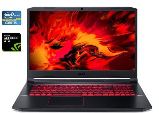 Игровой ноутбук Acer Nitro 5 AN517-51 / 17.3" (1920x1080) IPS / Intel Core i5-9300H (4 (8) ядра по 2.4 - 4.1 GHz) / 32 GB DDR4 / 512 GB SSD / nVidia GeForce GTX 1650, 4 GB GDDR5, 192-bit / WebCam / Win 10 Home
