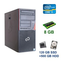 Компьютер Fujitsu Esprimo P720 Tower / Intel Core i5-4430 (4 ядра по 3.0 - 3.2 GHz) / 8 GB DDR3 / 120 GB SSD+500 GB HDD