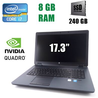 Мобильная рабочая станция HP ZBook 17 G2 / 17.3" (1600x900) TN / Intel Core i7-4810MQ (4 (8) ядра по 2.8 - 3.8 GHz) / 8 GB DDR3 / 750 GB HDD / nVidia Quadro K1100M, 2 GB GDDR5, 128-bit / DVD-ROM