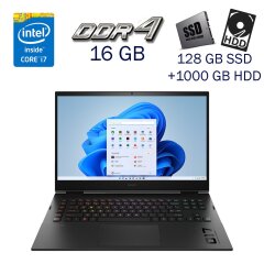 Игровой ноутбук HP Omen 17 / 17.3" (1920x1080) IPS / Intel Core i7-8750H (6 (12) ядер по 2.2 - 4.1 GHz) / 16 GB DDR4 / 128 GB SSD+1000 GB HDD / nVidia GeForce GTX 1060, 6 GB GDDR5, 192-bit / WebCam
