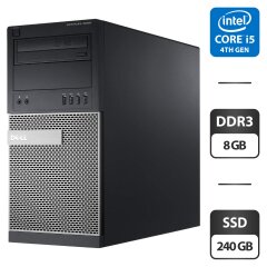 Компьютер Б-класс Dell OptiPlex 9020 Tower / Intel Core i5-4670 (4 ядра по 3.4 - 3.8 GHz) / 8 GB DDR3 / 240 GB SSD / Intel HD Graphics 4600 / DVD-ROM