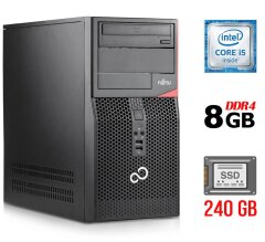 Компьютер Fujitsu Esprimo P556 E85+ Tower / Intel Core i5-6400 (4 ядра по 2.7 - 3.3 GHz) / 8 GB DDR4 / 240 GB SSD / Intel HD Graphics 530 / 280W / DVD-RW / DisplayPort