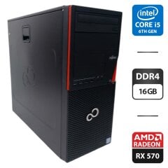 Комп'ютер Fujitsu Esprimo P956 E90 Tower / Intel Core i5-6600 (4 ядра по 3.3 - 3.9 GHz) / 16 GB DDR4 / 256 GB SSD M.2 + 500 GB HDD / AMD Radeon RX 570, 4 GB GDDR5, 256-bit / DVD-ROM