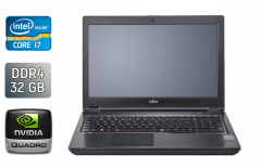 Мобільна робоча станція Fujitsu Celsius H780 / 15.6" (1920x1080) IPS / Intel Core i7-8750H (6 (12) ядер по 2.2 - 4.1 GHz) / 32 GB DDR4 / 512 GB SSD + 512 GB SSD / nVidia Quadro P600, 4 GB GDDR5, 128-bit / WebCam / HDMI / Windows 10