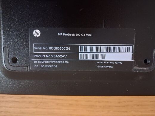 Неттоп Б-клас HP ProDesk 600 G3 Mini PC USFF / Intel Core i3-7100T (2 (4) ядра по 3.4 GHz) / 8 GB DDR4 / 250 GB SSD M.2 / Intel HD Graphics 630 / Блок живлення в комплекті Неттоп Б-клас HP ProDesk 600 G3 Mini PC USFF / Intel Core i3-7100T (2 (4) ядра по 3.4 GHz) / 8 GB DDR4 / 250 GB SSD M.2 / Intel HD Graphics 630 / Блок живлення в комплекті