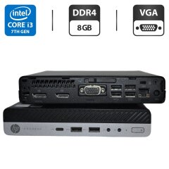 Неттоп Б-класс HP ProDesk 600 G3 Mini PC USFF / Intel Core i3-7100T (2 (4) ядра по 3.4 GHz) / 8 GB DDR4 / 250 GB SSD M.2 / Intel HD Graphics 630 / Блок питания в комплекте