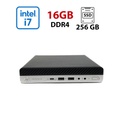 Неттоп HP ProDesk 600 G5 DM USFF / Intel Core i7-9700T (8 ядер по 2.0 - 4.3 GHz) / 16 GB DDR4 / 256 GB SSD M.2 NVMe / Intel UHD Graphics 630 / Win 11 Pro Lic