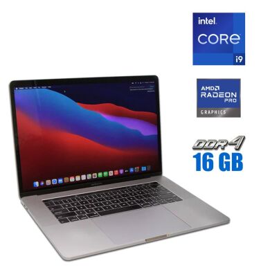 Ноутбук Apple MacBook Pro A1990 (2018 year) / 15.4" (2880x1800) IPS / Intel Core  i9-8950HK (6 (12) ядер по 2.9 - 4.8 GHz) / 16 GB DDR4 / 500 GB SSD / AMD Radeon Pro 555X, 4 GB GDDR5, 128-bit / WebCam 