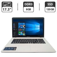 Ноутбук Asus F751M / 17.3" (1600x900) TN / Intel Celeron N2940 (4 ядра по 1.83 - 2.25 GHz) / 8 GB DDR3 / 120 GB SSD / Intel HD Graphics / WebCam / DVD-ROM