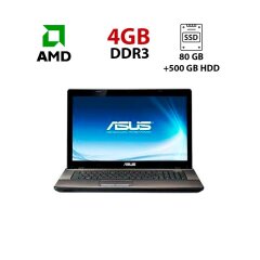 Ноутбук ASUS K73BY / 17.3" (1600x900) TN / AMD E-450 (2 ядра по 1.66 GHz) / 4 GB DDR3 / 80 GB SSD + 500 GB HDD / AMD Radeon HD 7400M, 1 GB GDDR3, 64-bit / WebCam