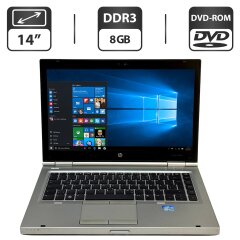 Ноутбук Б-класс HP EliteBook 8460p / 14" (1366x768) TN / Intel Core i5-2520M (2 (4) ядра по 2.5 - 3.2 GHz) / 8 GB DDR3 / 500 GB HDD / Intel HD Graphics 3000 / WebCam / DVD-ROM / Windows 10 Pro / АКБ не держит заряд