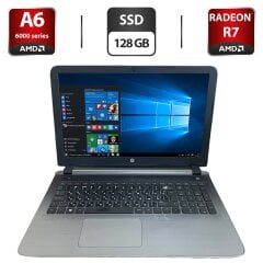 Ноутбук Б-клас HP Pavilion 15 / 15.6" (1366x768) TN / AMD A6-6310 (4 ядра по 1.8 - 2.4 GHz) / 8 GB DDR3 / 128 GB SSD / AMD Radeon R7 M360, 2 GB GDDR3, 64-bit / WebCam / HDMI