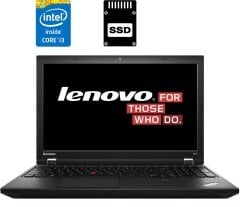 Ноутбук Б-клас Lenovo ThinkPad L540 / 15.6" (1366x768) TN / Intel Core i3-4000M (2 (4) ядра по 2.4 GHz) / 8 GB DDR3 / 120 GB SSD / Intel HD Graphics 4600 / WebCam / miniDP