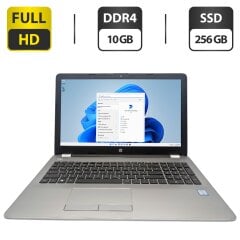 Ноутбук HP 250 G6 / 15.6" (1920x1080) TN / Intel Core i3-6006U (2 (4) ядра по 2.0 GHz) / 10 GB DDR4 / 256 GB SSD / Intel HD Graphics 520 / WebCam / DVD-ROM