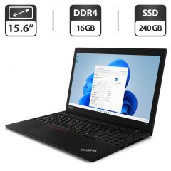 Ноутбук Lenovo ThinkPad L590 / 15.6" (1366x768) TN / Intel Core i5-8265U (4 (8) ядра по 1.6 - 3.9 GHz) / 16 GB DDR4 / 240 GB SSD / Intel UHD Graphics / WebCam / Windows 11 Pro
