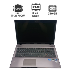 Ноутбук Lenovo Z570 / 15.6" (1366x768) TN / Intel Core i7-2670QM (4 (8) ядра по 2.2 - 3.1 GHz) / 8 GB DDR3 / 750 GB HDD / nVidia GeForce GT 540M, 1 GB DDR3, 64-bit / WebCam