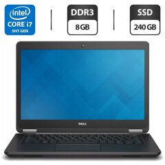 Ультрабук Dell Latitude E7450 / 14" (1920x1080) IPS / Intel Core i7-5600U (2 (4) ядра по 2.6 - 3.2 GHz) / 8 GB DDR3 / 240 GB SSD / Intel HD Graphics 5500 / WebCam / Fingerprint / Windows 10