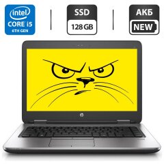 Ноутбук Б-клас HP ProBook 640 G2 / 14" (1366x768) TN / Intel Core i5-6300U (2 (4) ядра по 2.4 - 3.0 GHz) / 8 GB DDR4 / 128 GB SSD / Intel HD Graphics 520 / WebCam / АКБ NEW