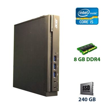Неттоп Acer Veriton n4640 USFF / Intel Core i5-7400T (4 ядра по 2.4 - 3.0 GHz) / 8 GB DDR4 / 240 GB SSD