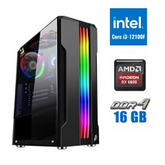 Новий ігровий ПК Tower / Intel Core i3-12100F (4 ядра по 3.3 - 4.3 GHz) / 16 GB DDR4 / 500 GB SSD M.2 / AMD Radeon RX 6600, 8 GB GDDR6, 128-bit / 500W