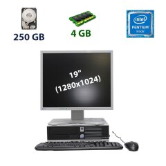 Fujitsu E5915 SFF / Intel Pentium T4400 (2 ядра по 2.2 GHz) / 4 GB DDR2 / 250 GB HDD + EIZO FlexScan S1921 / 19" (1280x1024) TFT S-PVA / DVI, VGA, USB / встроенные колонки