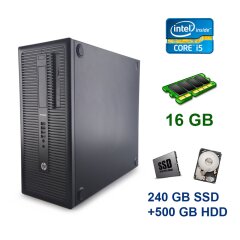 HP ProDesk 600 G1 Tower / Intel Core i5-4430 (4 ядра по 3.0 - 3.2 GHz) / 16 GB DDR3 / 240 GB SSD+500 GB HDD / nVidia GeForce GTX 1660, 6 GB GDDR5, 192-bit