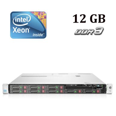 HP Proliant DL360p G8 1U / 2 процесори Intel® Xeon® E5-2630 (6 (12) ядер по 2.30 - 2.80 GHz) / 12 GB DDR3 / No HDD