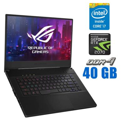 Игровой ноутбук Asus Rog Zephyrus GU502L / 15.6" (1920x1080) IPS / Intel Core i7-10750H (6 (12) ядра по 2.6 - 5.0 GHz) / 40 GB DDR4 / 1000 GB SSD / nVidia GeForce RTX 2070, 8 GB GDDR6, 256-bit / WebCam
