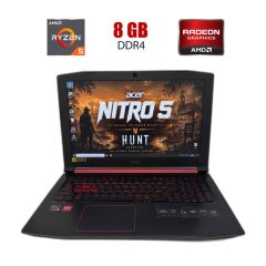 Ігровий ноутбук Б-клас Acer Nitro 5 AN515-42 / 15.6" (1920x1080) IPS / AMD Ryzen 5 2500U (4 (8) ядер по 2 - 3.6 GHz) / 8 GB DDR4 / 256 GB SSD / AMD Radeon RX 560X, 4 GB GDDR5, 128-bit / WebCam