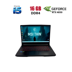 Игровой ноутбук Б-класс MSI GF63 Thin 12VE-2450NEU / 15.6" (1920x1080) IPS / Intel Core i5-12450H (8 (12) ядер по 3.3 - 4.4 GHz) / 16 GB DDR4 / 512 GB SSD / nVidia GeForce RTX 4050, 6 GB GDDR6, 96-bit / WebCam