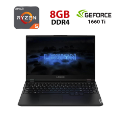 Игровой ноутбук Lenovo Legion 5 15ARH05H / 15.6" (1920x1080) IPS / AMD Ryzen 5 4600H (6 (12) ядер по 3.0 - 4.0 GHz) / 8 GB DDR4 / 240 GB SSD / nVidia GeForce GTX 1660 Ti, 6 GB GDDR6, 192-bit / WebCam