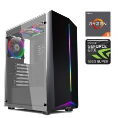 Игровой ПК 1stPlayer R6 A-3R1 FORSAGE Tower / AMD Ryzen 5 5500 (6 (12) ядер по 3.6 - 4.2 GHz) / 16 GB DDR4 / 512 GB SSD / nVidia GeForce GTX 1660 Super, 6 GB GDDR6, 192-bit