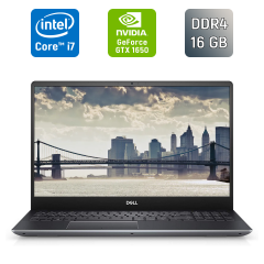 Ігровий ультрабук Б-клас Dell Vostro 7590 / 15.6" (1920x1080) IPS / Intel Core i7-9750H (6 (12) ядер по 2.6 - 4.5 GHz) / 16 GB DDR4 / 512 GB SSD / nVidia GeForce GTX 1650, 4 GB GDDR6, 128-bit / WebCam / USB Type-C