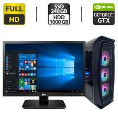Комплект: AeroCool Aero One Frost Tower / Intel Core i7-4790 (4 (8) ядра по 3.6 - 4.0 GHz) / 24 GB DDR3 / 240 GB SSD + 1000 GB HDD / nVidia GeForce GTX 970, 4 GB GDDR5, 256-bit / 500W + Монитор LG 24MB37PM-B / 24" (1920x1080) IPS + Кабели DVI и питания