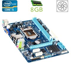Комплект: Материнська плата Gigabyte GA-H61M-DS2 (rev. 1.2) / Intel Core i5-3470 (4 ядра по 3.2 - 3.6 GHz) / 8 GB DDR3 / Intel HD Graphics 2500 / Socket LGA1155 / Кулер