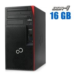 Компьютер Fujitsu Esprimo P558 E85+ Tower / Intel Core i3-8100 (4 ядер по 3.6 GHz) / 16 GB DDR4 / 500 GB HDD / Intel UHD Graphics 630 / DVD-ROM / DVI