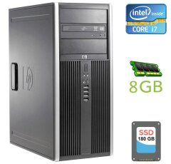 Компьютер HP Compaq Elite 8300 Tower / Intel Core i7-3770 (4 (8) ядра по 3.4 - 3.9 GHz) / 8 GB DDR3 / 180 GB SSD / Intel HD Graphics 4000 / DVD-RW / DisplayPort / Windows 10 Pro + кабели