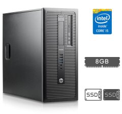 Компьютер HP EliteDesk 800 G1 Tower / Intel Core i5-4570 (4 ядра по 3.2 - 3.6 GHz) / 8 GB DDR3 / 120 GB SSD NEW + 120 GB SSD NEW / Intel HD Graphics 4600 / DVD-RW / DisplayPort / Windows 11 Pro + клавиатура, мышка и кабели