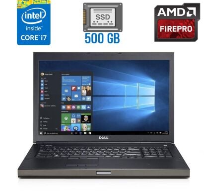 Мобільна робоча станція Б-клас Dell Precision M6800 / 17.3" (1920х1080) IPS / Intel Core i7-4800MQ (4 (8) ядра по 2.7 - 3.7 GHz) / 16 GB DDR3 / 500 GB SSD / AMD FirePro M6100, 2 GB GDDR5, 128-bit / DVD-RW / HDMI / DisplayPort